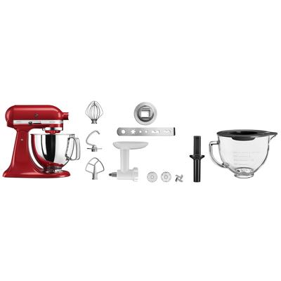 KITCHENAID Küchenmaschine "5KSM125EBM SCHWARZ MATT", rot (empire rot), B:24cm H:36cm T:37cm, Küchenmaschinen, Gratis Fleischwolf, Schüssel, Spritzgebäckvorsatz (Wert: ca.238,- UVP), Küchenmaschine, Topseller