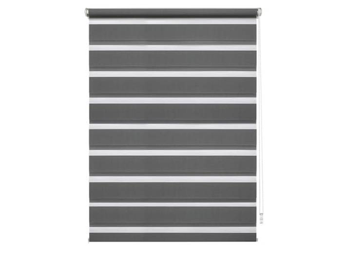 GARDINIA EASYFIX Doppelrollo mit Montageschiene , Duo-Rollo, Seitenzugrollo, Transparente und blickdichte Streifen, Stufenlos verstellbar, Anthrazit, 90 x 150 cm