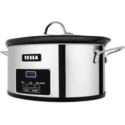 Tesla SlowCook S800 Deluxe, Dampfgarer + Reiskocher, Schwarz, Silber