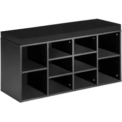 tectake Schuhschrank mit Sitzpolster 103,5x48x30cm 103,5 x 48 x 30 cm Schwarz
