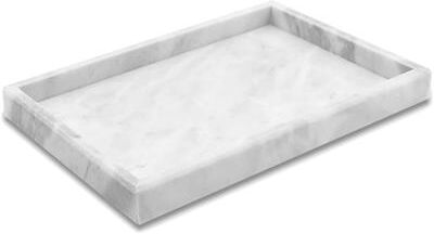 Garvee Calacatta White Marble Vanity Tray – Modern Water-Resistant Bathroom Organizer