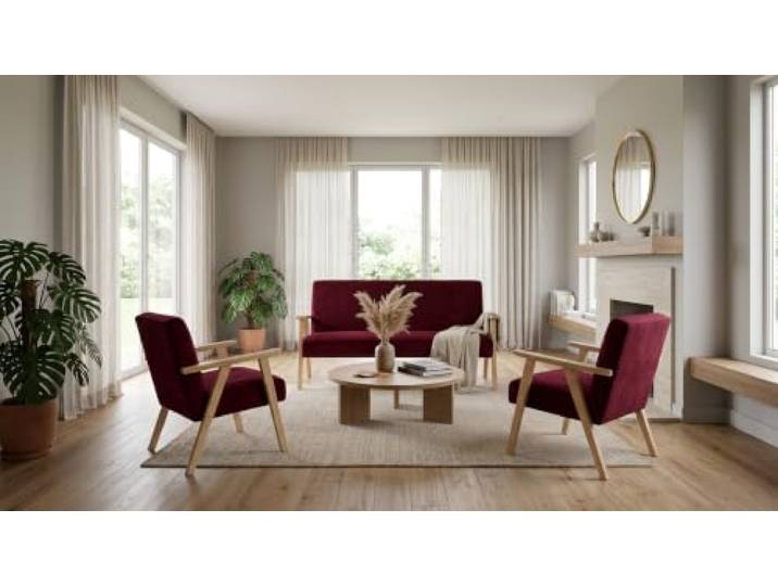 Family Meble Sitzgruppe Soler Monolit Royal – Zweisitzer-Sofa und 2 Sessel im Retro-Stil – Variante Royal 16