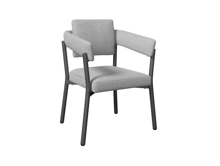 Ambia Garden Gartenstuhl, Anthrazit, Hellgrau, Textil, Metall, Rundrohr, 65x77x61 cm, inklusive Armlehnen, Gartenmöbel, Gartenstühle, Gartensessel