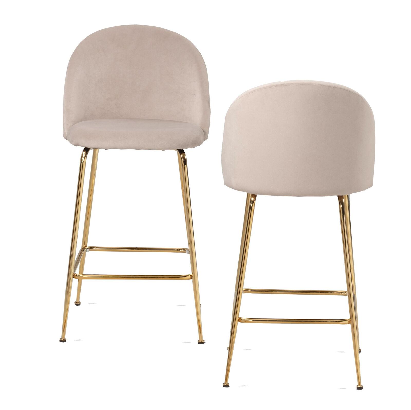 WOHNLING 2er Set Barhocker WL6.943 Samt beige