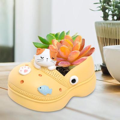 ModernMart Creative Resin Planter Pot With Drainage Hole Decorative Indoor Flower Pot cat