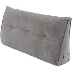 Home Nature Wohnkonzept Keilkissen grau 101x52x19 cm, Dreieckiges Lesekissen mit Seitenfach & waschbarem Bezug, 1 Stück