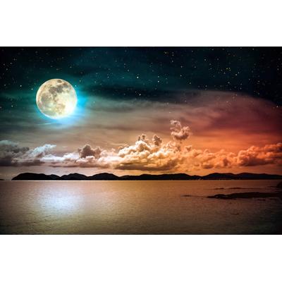 Fototapete PAPERMOON "Meer bei Nacht", bunt, B:4,5m L:2,8m, Vlies, Tapeten