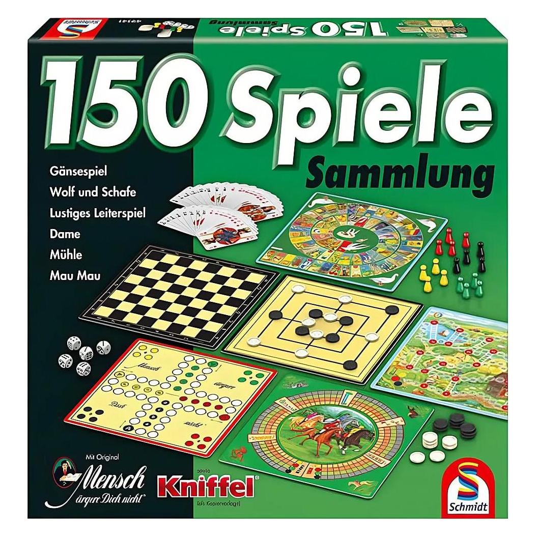 Schmidt Spiele Schmidt Spielesammlung mit 150 Spiele M.ä.d.n. und Kniffel (1 - 8 Spieler) (49141)