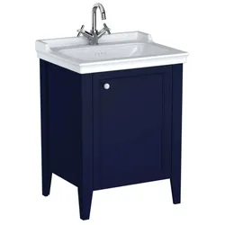 VitrA Valarte Waschtisch-Möbel-Set 65765 64,5x53x88cm, rechts, Korpus stahlblau/Waschtisch weiß hochglanz