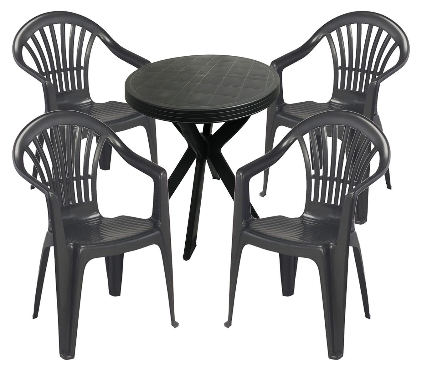 Mojawo 5-delige ronde bistroset tuinset antraciet