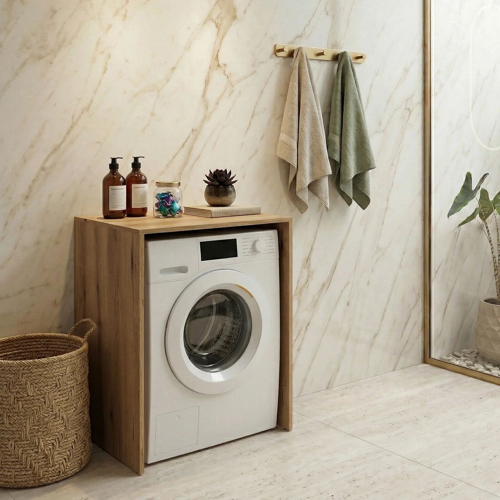 garneroarredamenti Mobile lavatrice 70x95h cm rovere Cleany