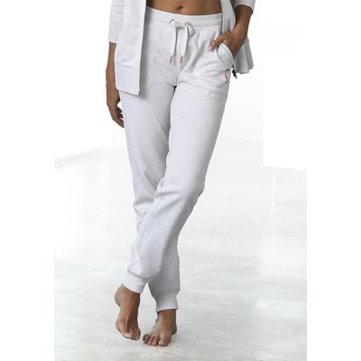 Loungehose BENCH. LOUNGEWEAR, Damen, Gr. 32/34, N-Gr, beige (beige, meliert), Jersey, Obermaterial: 90% Baumwolle, 10% Polyester, meliert, unifarben, Basic, Basic lang, Hosen Loungehose, mit aufgesetzten Taschen, Loungewear, Topseller