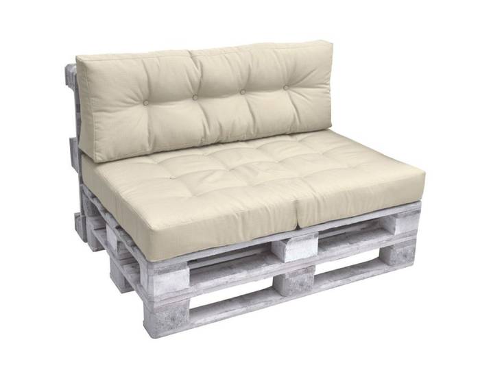 Coussin de palette Outdoor 1x coussin d'assise & 1x coussin de dossier naturel