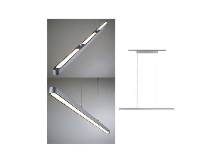 Paulmann URail LED-Pendel Lento chrom matt Lento, dimmbar, alu / grau / zink, für Wohn- / Esszimmer, Metall, Modern