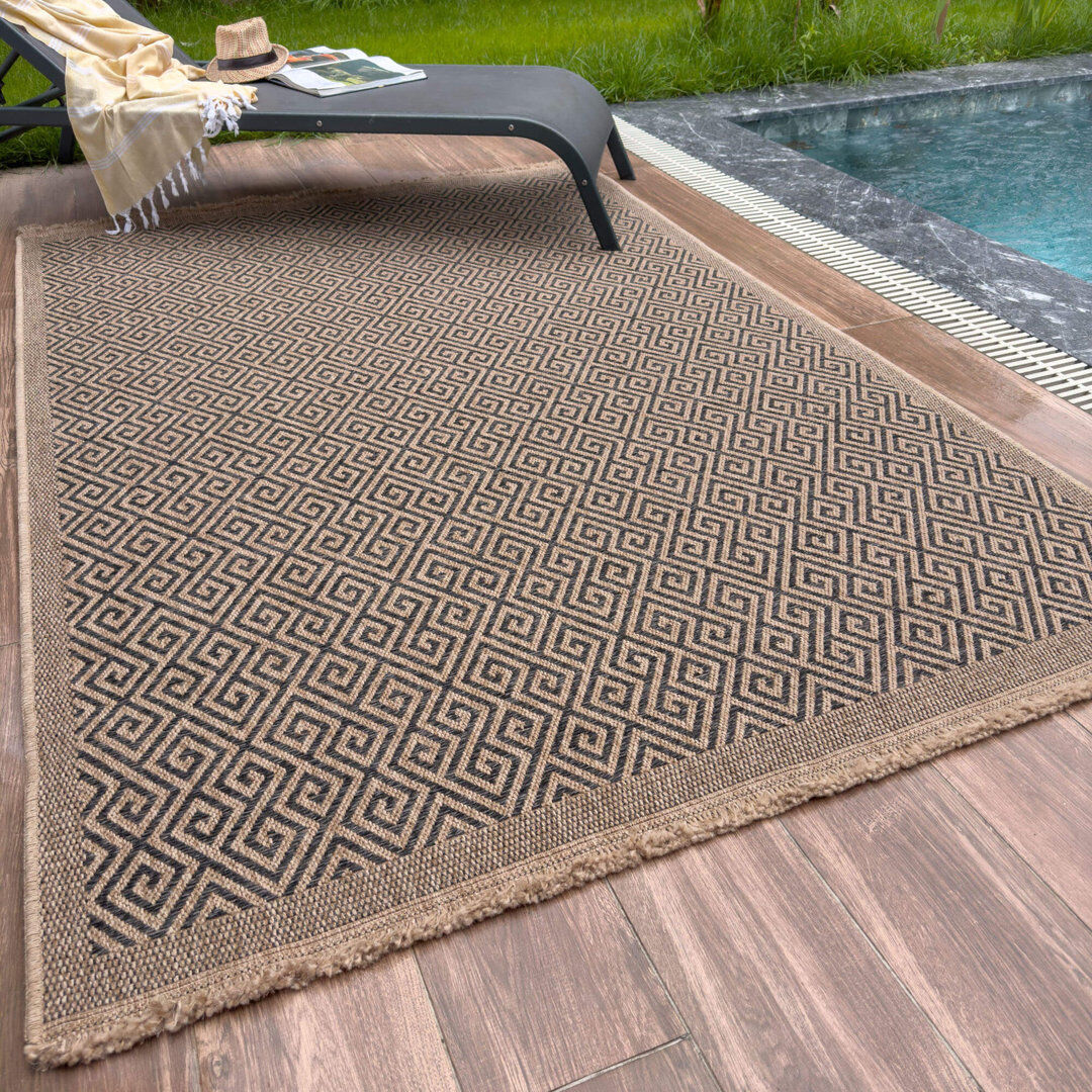 THE RUGS Nature Collection Geometric Area Rug Dark Grey;Neutral Rectangle 200 x 290 cm