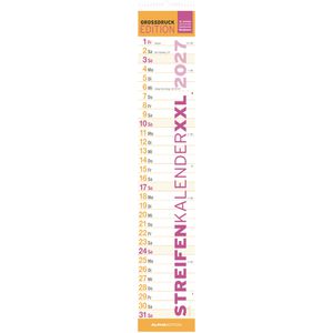Alpha Streifenkalender 163301, Großdruck Streifenplaner XXL, mit Ferienübersicht, 17 x 85 cm, Jahr 2027