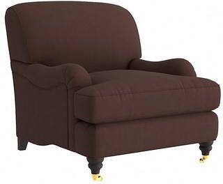 Janelle Leather Chair - Chocolate Leather, Chocolate Flannel - Ballard Designs