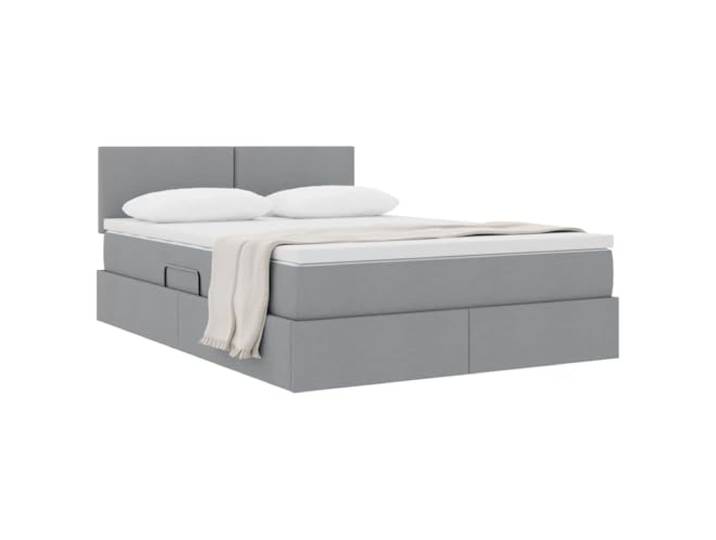 KTHLBRH Boxspringbett Hellgrau 140 x 190 cm mit Matratze Hydraulisches Heben, solide Struktur, modernes Design, optimiert Platz für den Raum