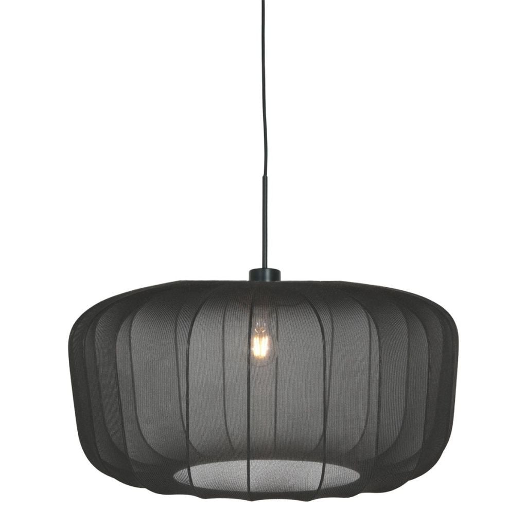 Steinhauer Hanglamp Vela Lino zwart met ronde kap Ø60cm