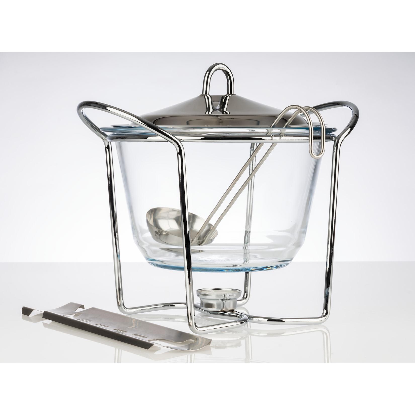 APS Feuerzangenbowle mit Stövchen, Metall verchromt