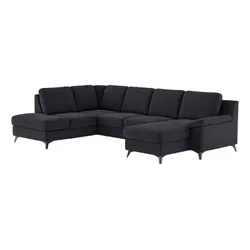 COTTA Wohnlandschaft mit Funktion Boom Stoff Grau Charcoal