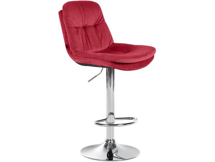 CLP Barhocker Samt rot, Rot, 46x94x54 cm, Esszimmer, Barmöbel, Barhocker