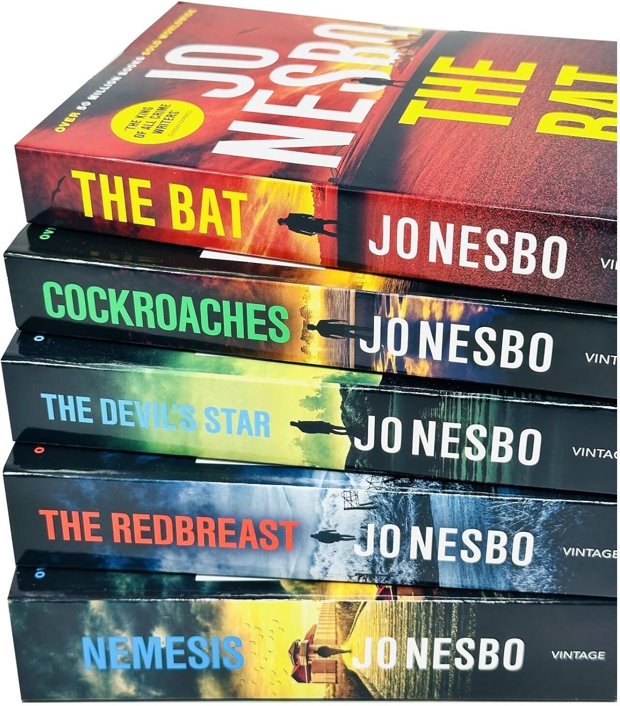 Vintage Harry Hole Series 1-5 Books Collection Set By Jo Nesbo (The Bat, Cockroaches, The Redbreast, Nemesis & The Devil's Star)
