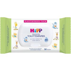 HiPP Toilettenpapier ultra sensitiv, Feuchte Tücher, für empfindliche Haut, 50 Tücher