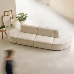 2- oder 3-Sitzer-Modulsofa Dario mit beigefarbenem Stoffbezug