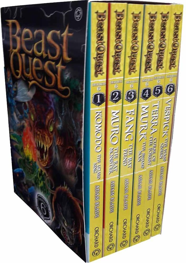 Orchard Books Beast Quest Series 6 Collection 6 Books Set by Adam Blade - Komodo, Muro, Fang, Murk, Terra, Vespick - Paperback - Ages 7-9 Fantasy Adventure