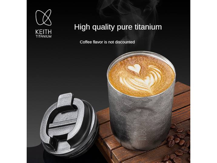 Keith – tasse à café sous vide en titane pur, tasse de voyage, portable, double couche, tasse à thé thermique isolée, 200ml, TI340