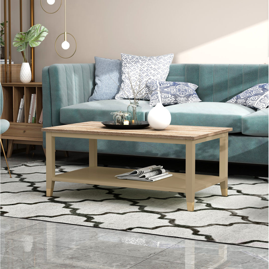 Latitude Run Athina Frame Coffee Table with Storage Clay/Natural