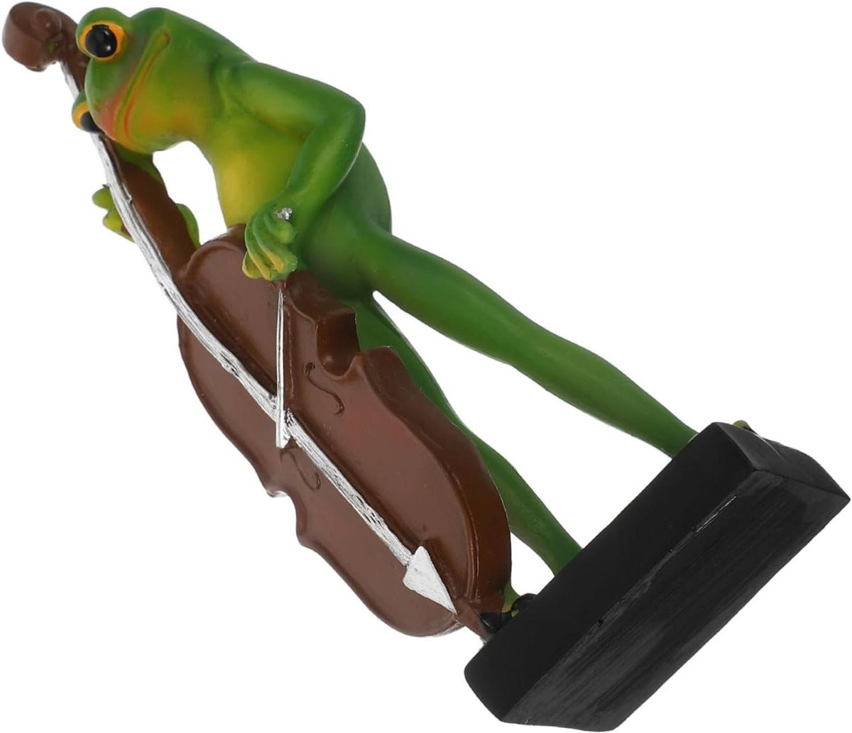 Kikker Muziek Figurine - Groen Hars Beeldje voor Bureau Decoratie - Hoogte: 145 cm