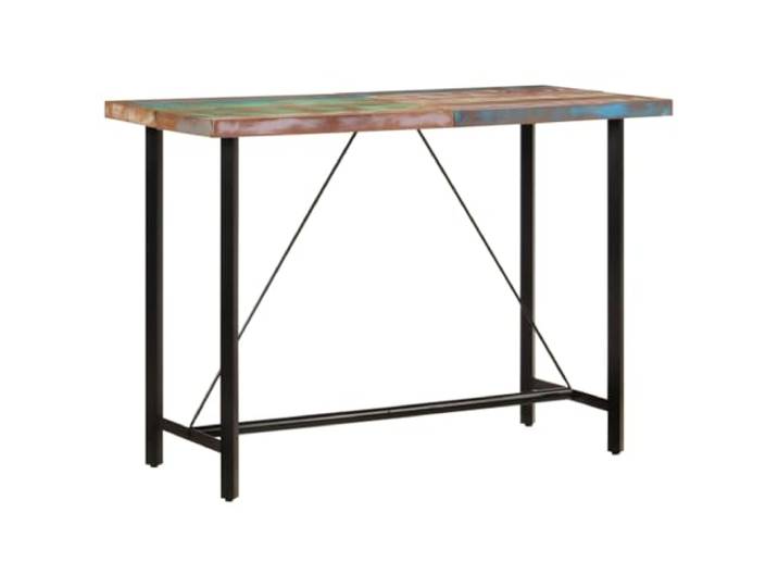 Fisinber Bartisch 150x70x107 cm Altholz Massiv Eisen Stehtisch Rustikaler Stehtisch aus echtem Altholz mit schwarzem Eisengestell für Küche, Esszimmer, Garten und Barbereich.