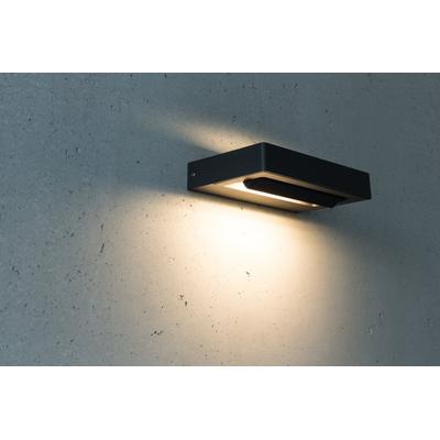 LED Wandleuchte HEITRONIC "Cordoba", grau (anthrazit), B:22cm H:3,5cm T:12,8cm, Leuchten, LED Wandleuchte, Wandlampe, Außenlampe, Leuchteinheit um 320 schwenkbar