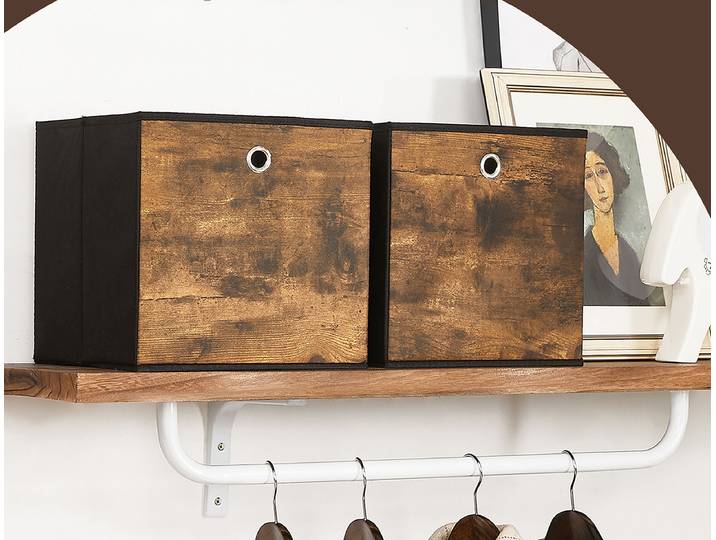Boîtes de rangement Jamka - Lot de 6 30 x 30 x 30cm Marron/Marron/Noir