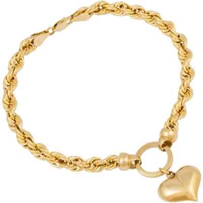 Armband FIRETTI "Schmuck Geschenk Gold 585 Armschmuck Armkette Kordelkette "Herz", gold (gelbgoldfarben), Armbänder, Damen, 19cm, Gelbgold 585, Armband