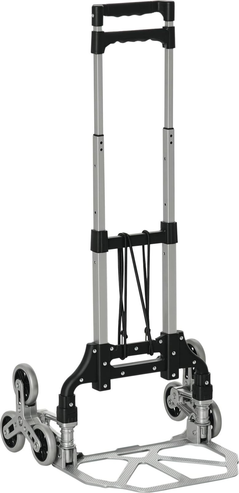DURHAND Opvouwbare steekwagen met 6 wielen en telescopische handgreep, zilver zwart, maximaal draagvermogen 70 kg