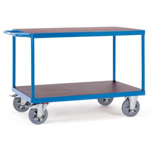 Fetra Tischwagen 12406, aus Metall & Holz, mit 2 Etagen, Tragkraft 1200kg, 2000 x 800mm
