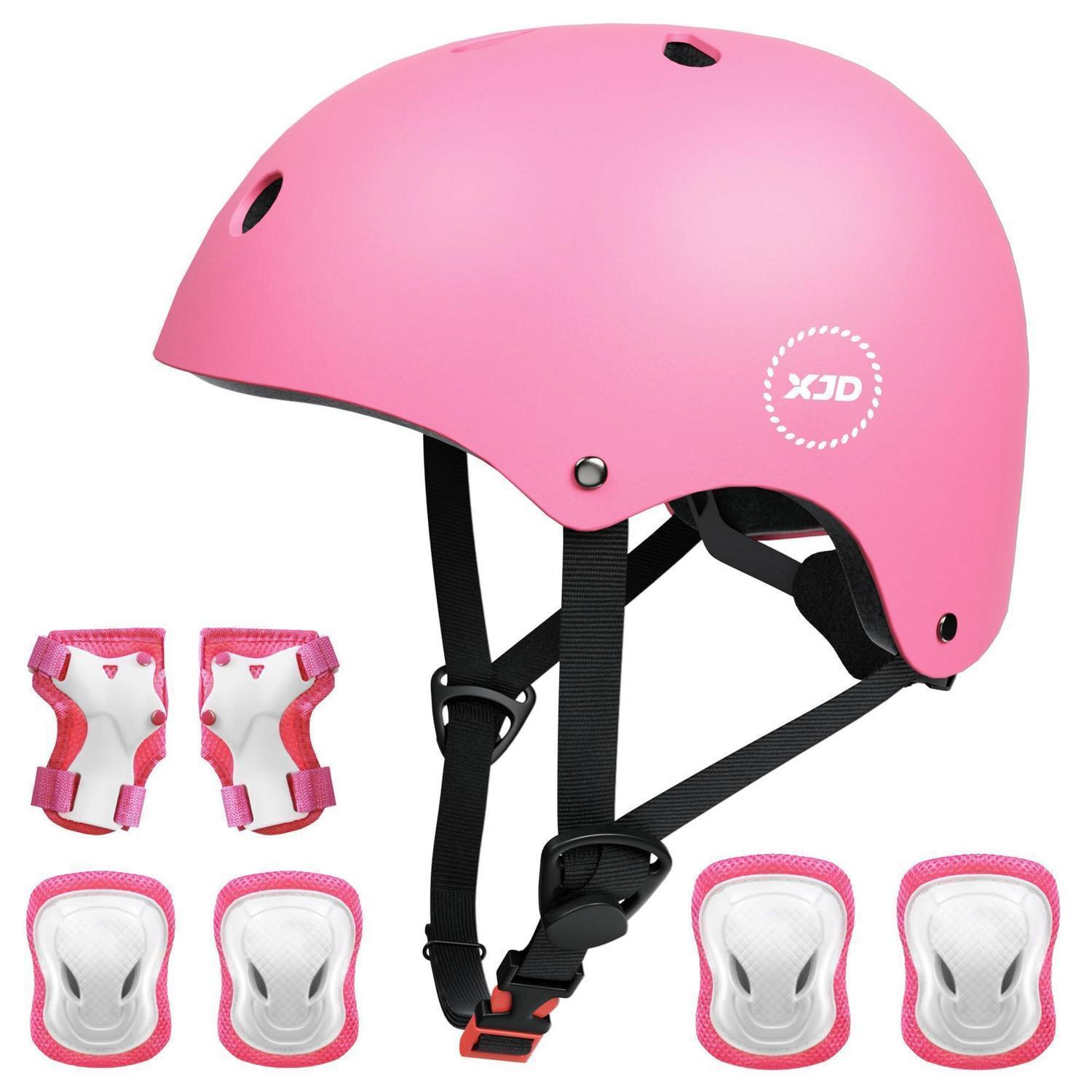 Fahrradhelm Kinder Pink Größe S mit Schutzausrüstung 6-teilig
