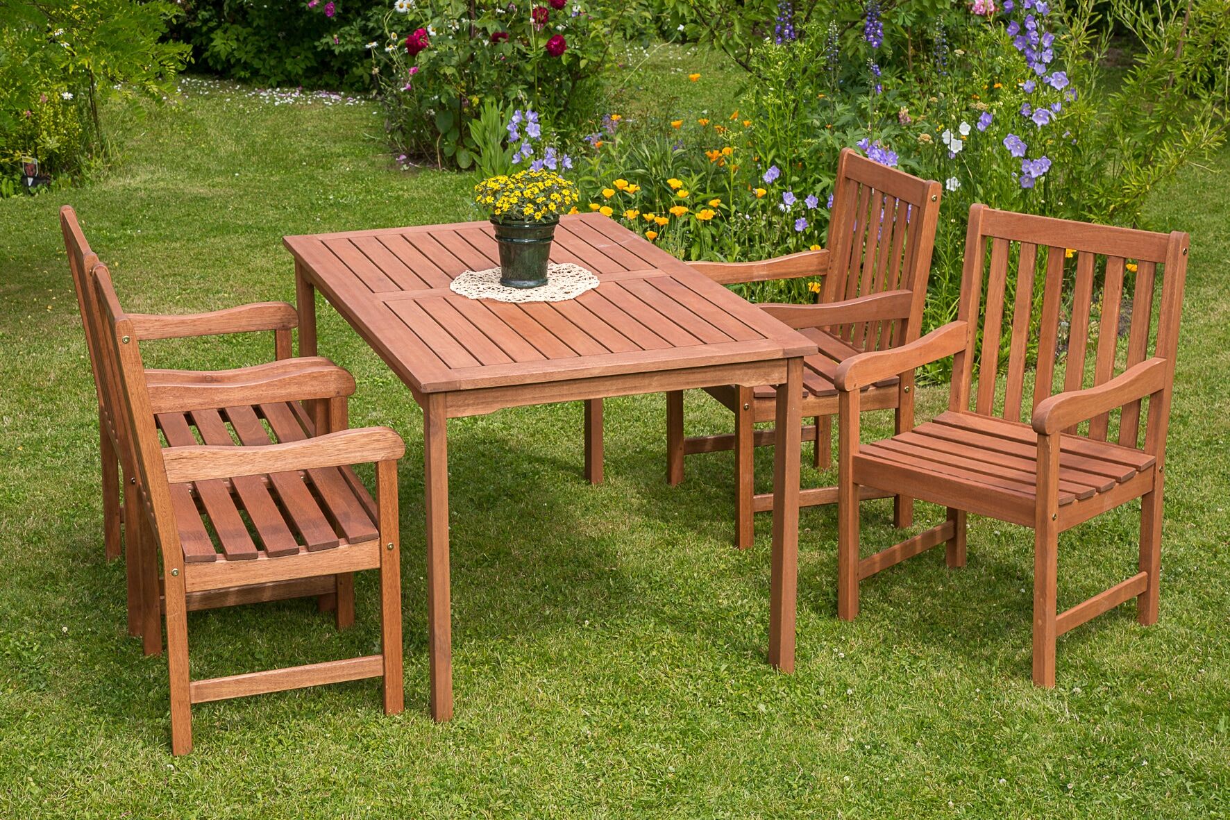 Garten-Essgruppe MERXX "Santos", beige (natur), Sitzmöbel-Sets, Garten-Essgruppe natur Einheitsgröße