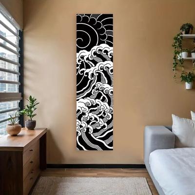 Uplift Essentials Black Ocean Great Wave Tapestry   Japanese Ukiyo e Red Sun Wall Art style 2