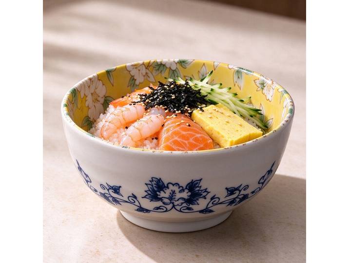 MINOYAKI, Bol à nouilles ramen de 6,1 pouces, Bol à soupe en porcelaine japonaise avec motif floral d'hibiscus Mokugekka, Jaune gingembre, Vaisselle sous glaçure, Lot de 1