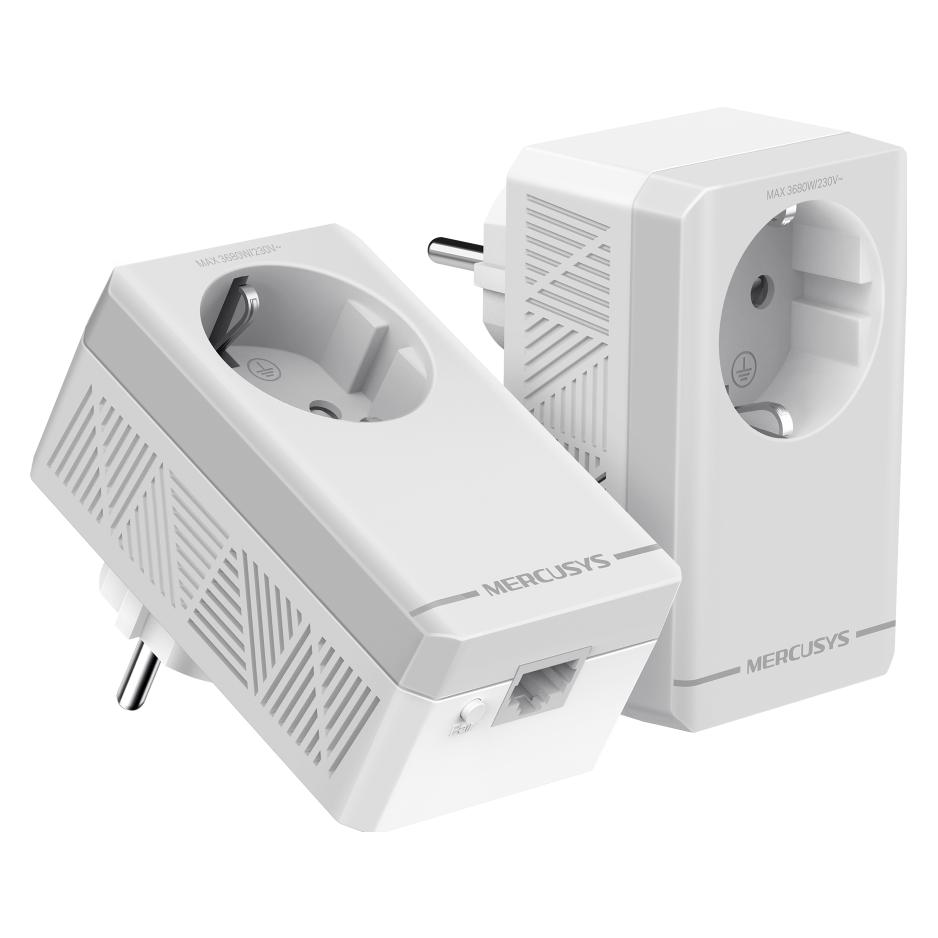 Mercusys Kit CPL Gigabit AV600 avec prise intégrée type F (lot de 2) Vitesse 600Mbps MSE (600 Mbit/s) (MP300P KIT)