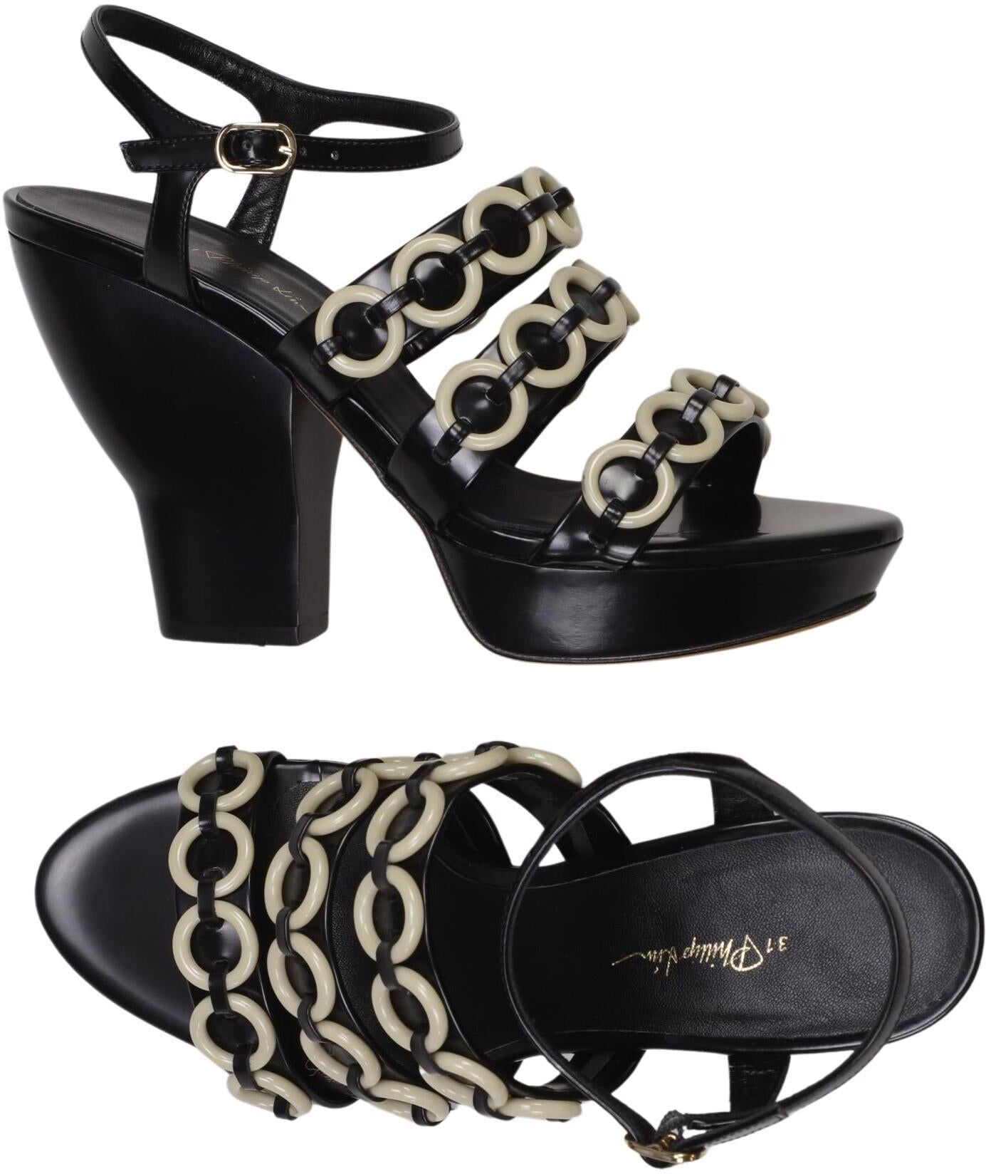 Phillip Lim Damen Sandalen, Schwarz, Gr. EU 37, Leder - Second Hand