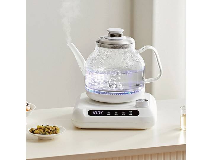 Bouilloire Électrique Automatique 1350W en Verre pour Bureau, Théière à Fleurs, Contrôle de Température, Chauffe-Eau Domestique 1L