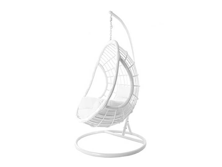 Swing Chair Hängesessel Hängestuhl Loungesessel Loungemöbel *Eyecatcher* (Gestell- und Korbfarbe: weiß, Kissen: Nest weiß (1000 Snow))