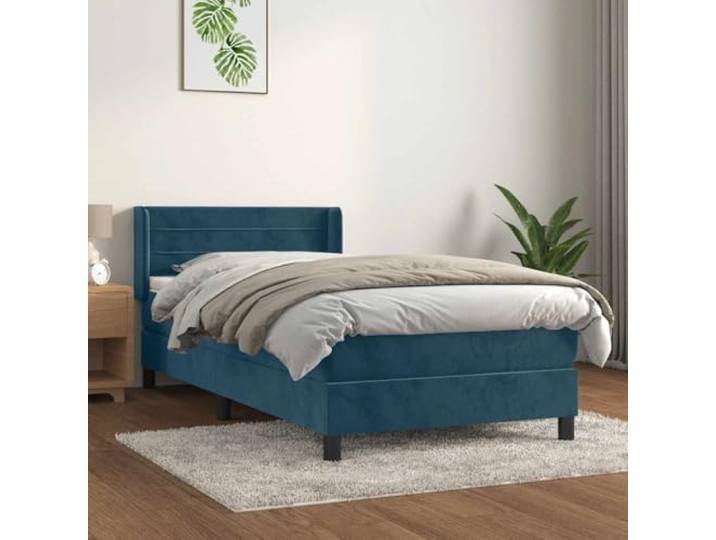 YNGBHFNOP Samt Mit verstellbarem Kopfteil Taschenfederkern Blau 80 x 200 cm Boxspringbett mit Matratze Dunkelblau 80x200 cm Samt Bett mit Kopfteil Taschenfederkern Topper Lattenrost Ersatz
