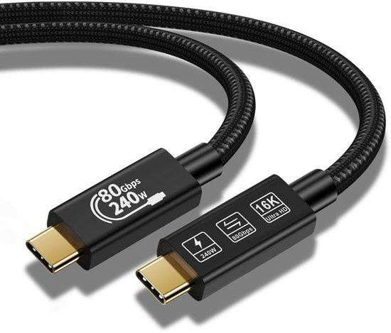 WAN Snelle Thunderbolt 5 Kabel 80Gbps met 240W Opladen - USB 4 en Type-C Compatibel