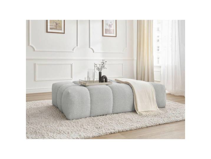 Hocker Everest, Hellgrau, Kunststoff, rechteckig, 166x100x40 cm, Wohnzimmer, Hocker, Sitzhocker